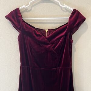 PremierAmour Red Velvet Off the Shoulder dress | Size 10